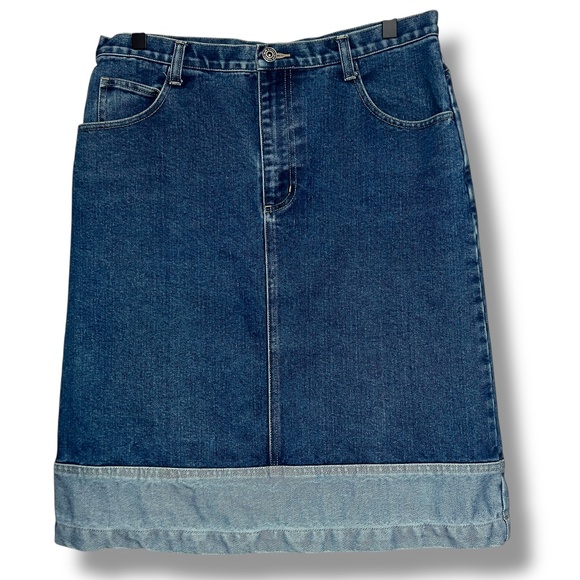 Vintage Paul Harris Two-Tone Denim Skirt Size‎ 10 Knee Length - Picture 1 of 9